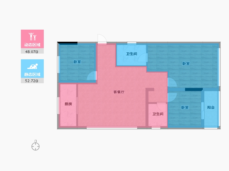 浙江省-杭州市-万达同心湾-90.68-户型库-动静分区