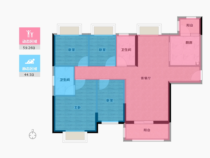 广东省-佛山市-恒大滨江华府-92.79-户型库-动静分区