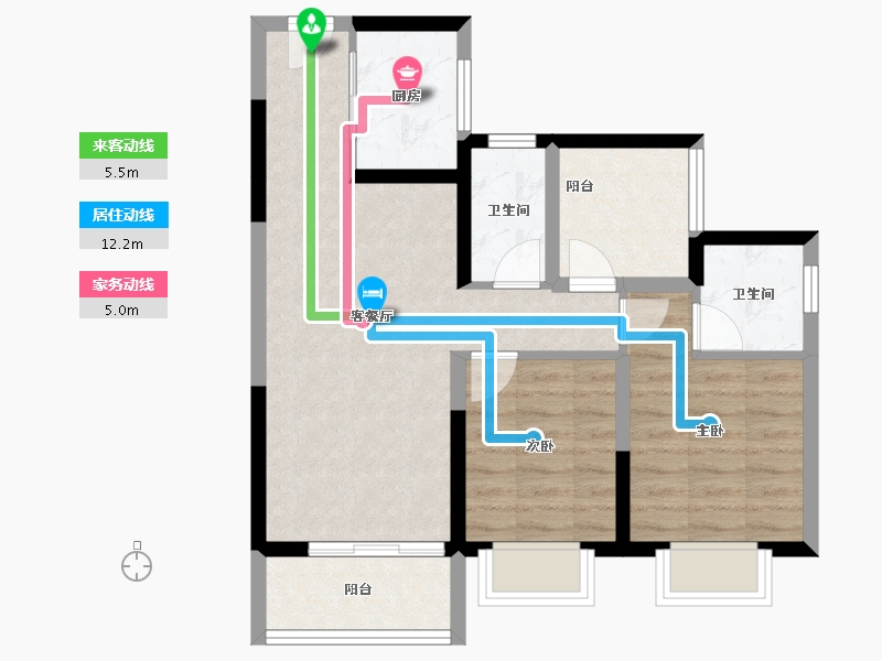 广东省-珠海市-碧桂园·华发滨海天际-65.17-户型库-动静线