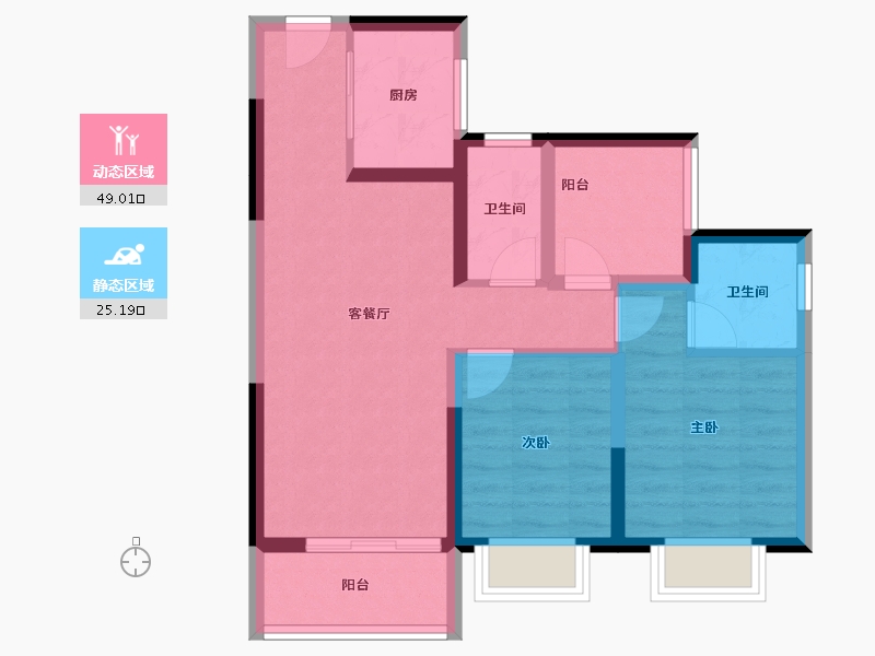 广东省-珠海市-碧桂园·华发滨海天际-65.17-户型库-动静分区