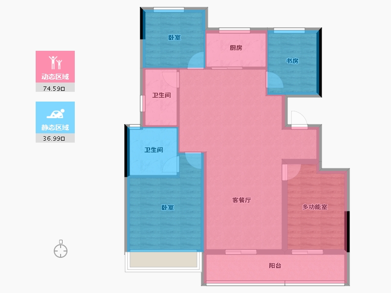 浙江省-杭州市-香岸路与凌寒街交叉口-100.66-户型库-动静分区