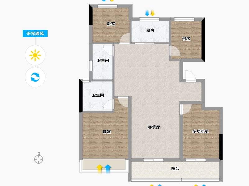 浙江省-杭州市-香岸路与凌寒街交叉口-100.66-户型库-采光通风