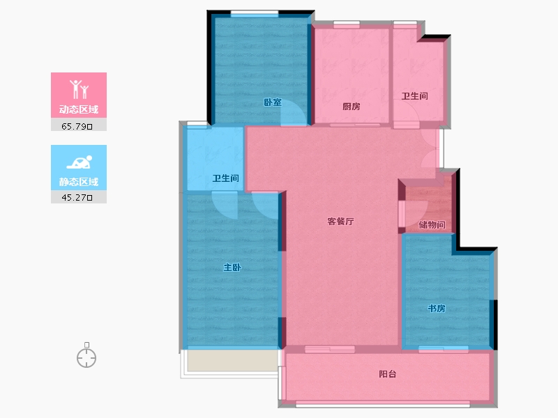 河南省-郑州市-融创空港宸院-100.00-户型库-动静分区