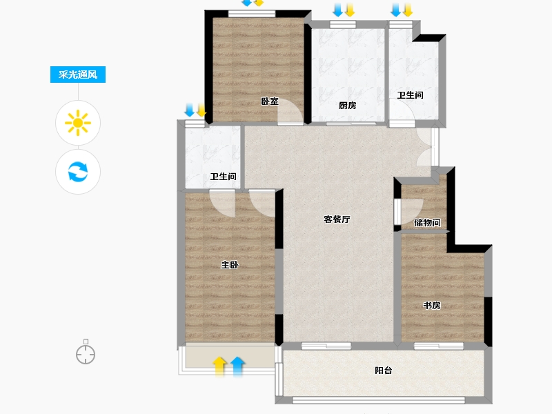 河南省-郑州市-融创空港宸院-100.00-户型库-采光通风