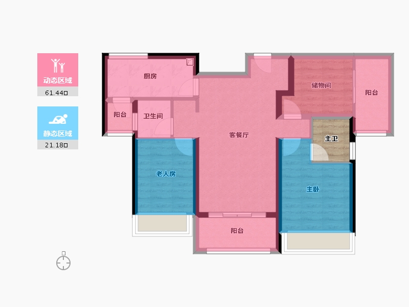 广东省-佛山市-中洲府-76.03-户型库-动静分区