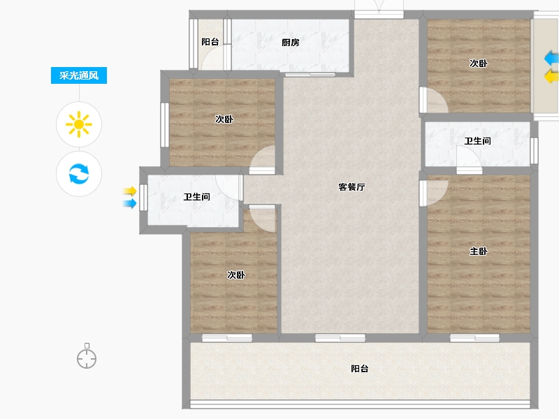 广西壮族自治区-南宁市-阳光城江山璟原-115.20-户型库-采光通风