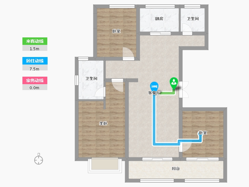 浙江省-杭州市-绿城茗春苑-88.00-户型库-动静线