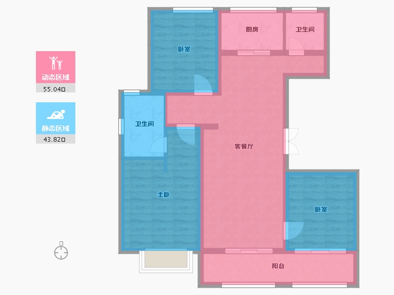 浙江省-杭州市-绿城茗春苑-88.00-户型库-动静分区