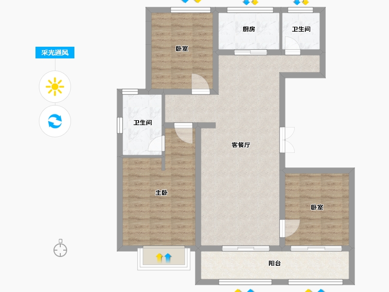 浙江省-杭州市-绿城茗春苑-88.00-户型库-采光通风