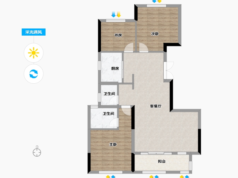 江苏省-南京市-栖霞鲁能公馆-92.00-户型库-采光通风