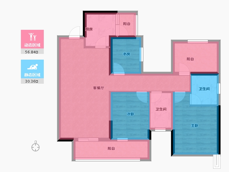 广西壮族自治区-南宁市-融创九熙府·熙园-76.00-户型库-动静分区