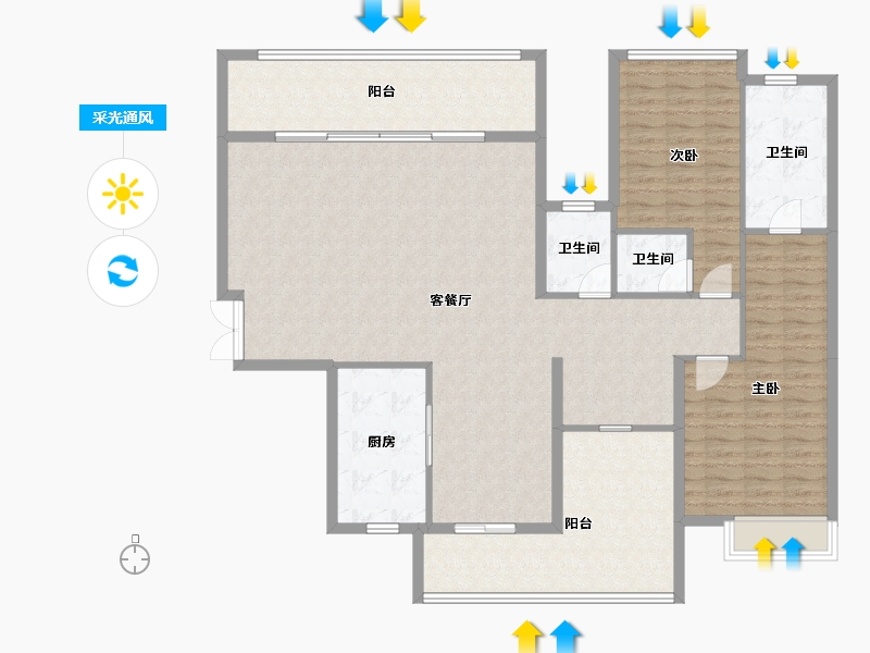 广西壮族自治区-南宁市-阳光城江山璟原-150.58-户型库-采光通风