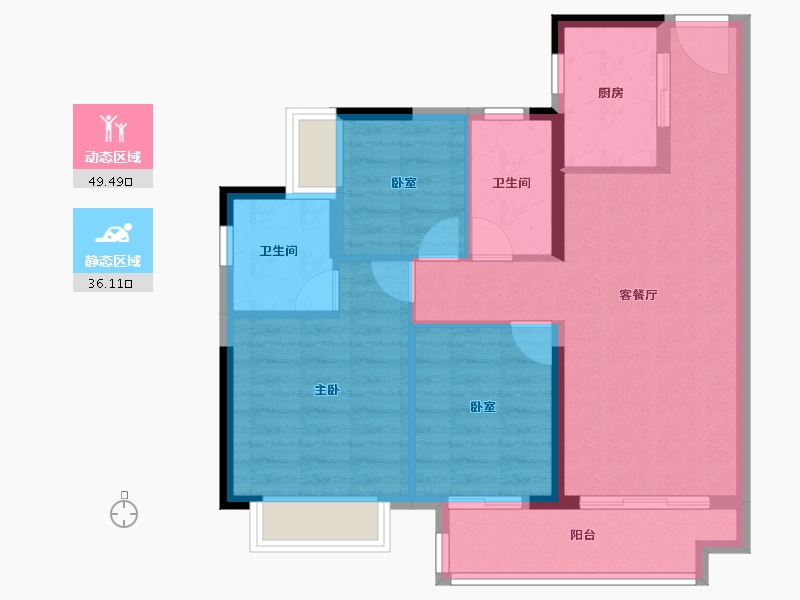 广东省-肇庆市-融创鼎湖府-76.73-户型库-动静分区