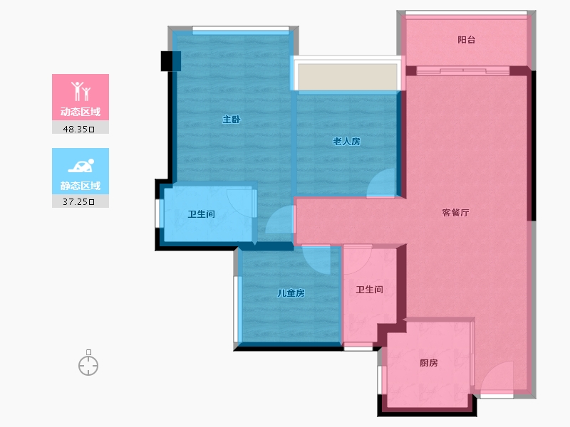 广东省-佛山市-龙光玖龙臺-76.66-户型库-动静分区