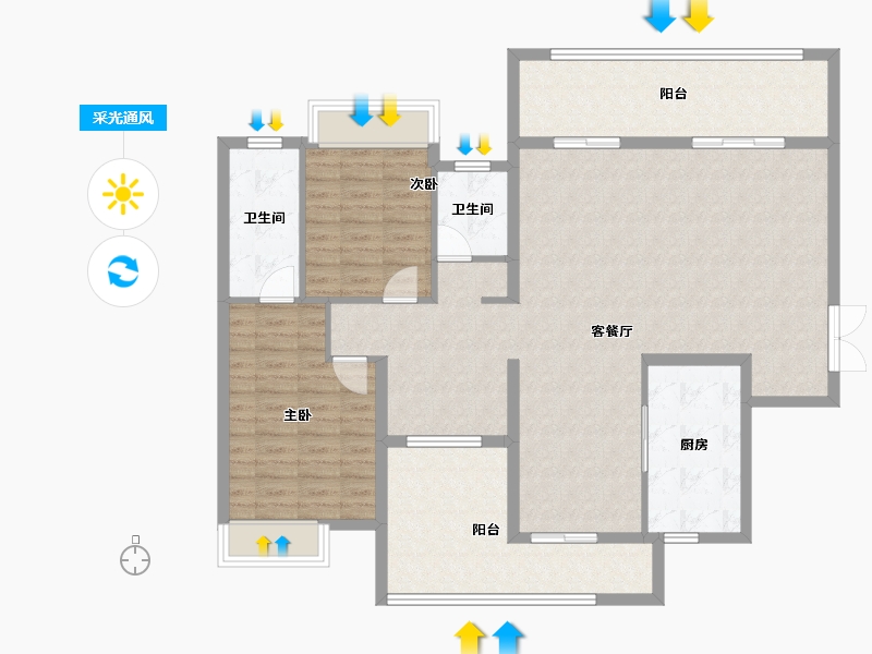 广西壮族自治区-南宁市-阳光城江山璟原-127.23-户型库-采光通风