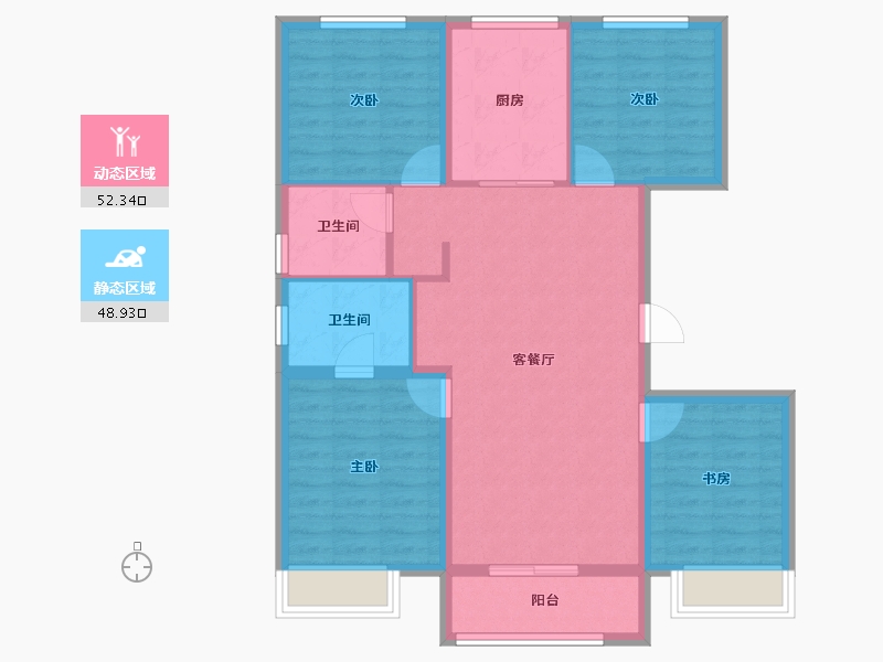 黑龙江省-哈尔滨市-保利·明明时光-91.00-户型库-动静分区