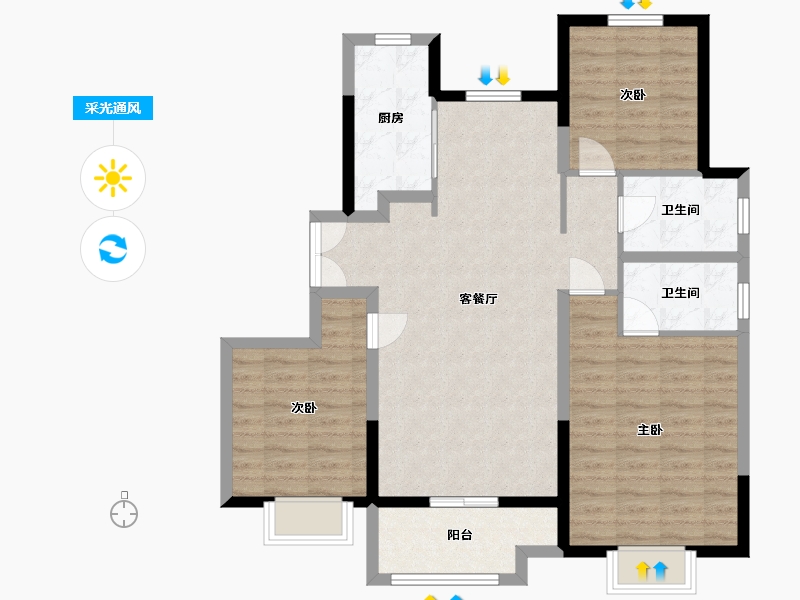 山东省-东营市-吾悦广场-96.00-户型库-采光通风