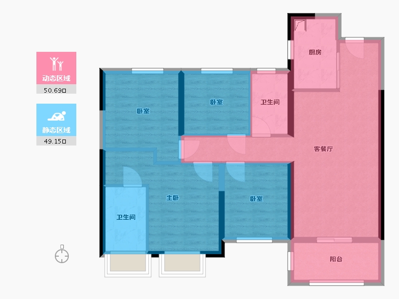 湖南省-长沙市-保利中环广场-96.00-户型库-动静分区