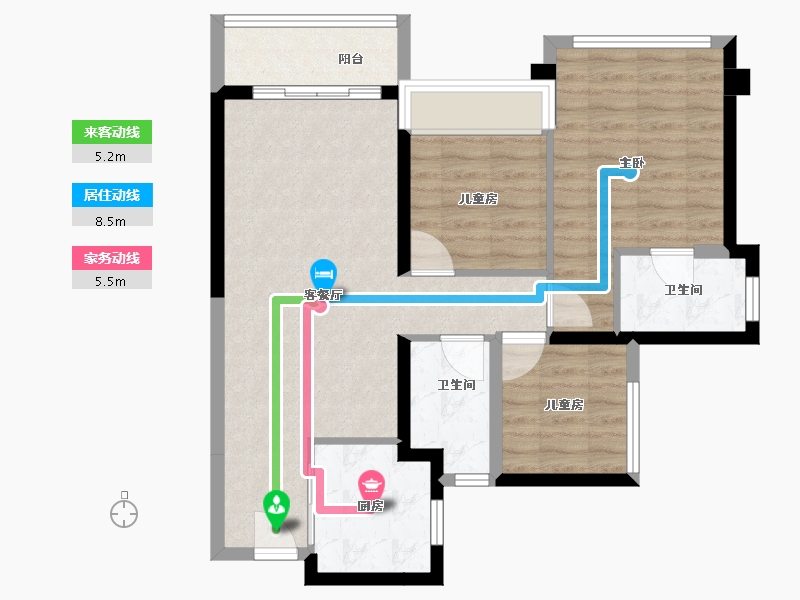 广东省-佛山市-龙光玖龙臺-76.21-户型库-动静线