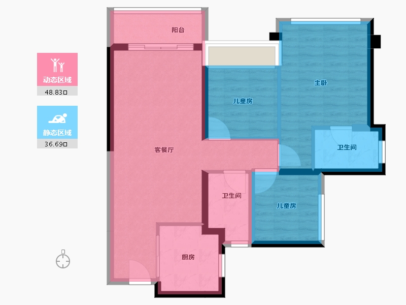 广东省-佛山市-龙光玖龙臺-76.21-户型库-动静分区