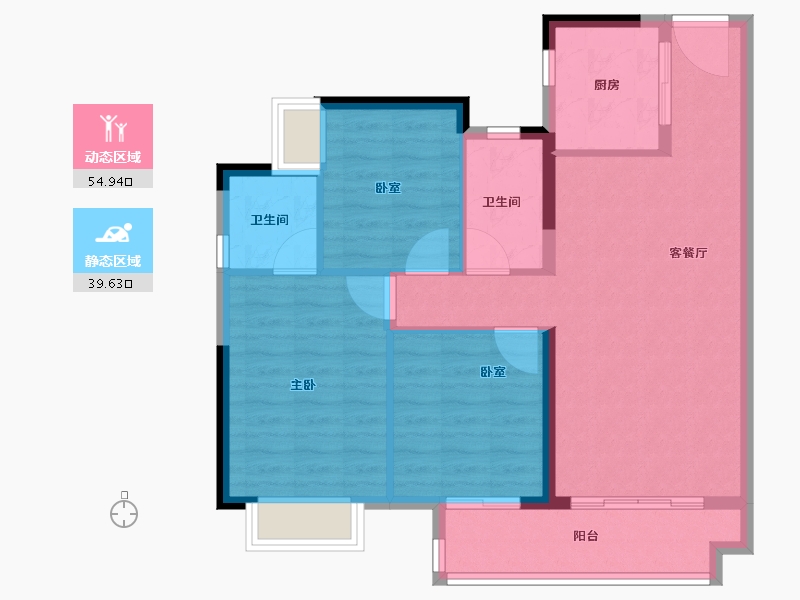 广东省-肇庆市-融创鼎湖府-85.60-户型库-动静分区