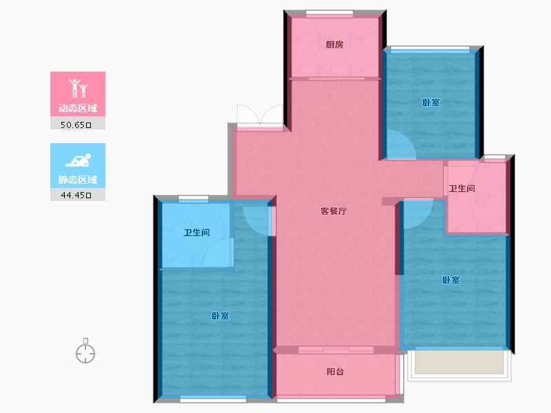 浙江省-杭州市-荟品天语城-85.21-户型库-动静分区