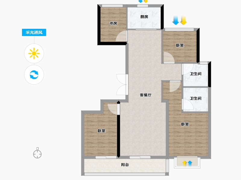 浙江省-杭州市-荟品天语城-110.41-户型库-采光通风