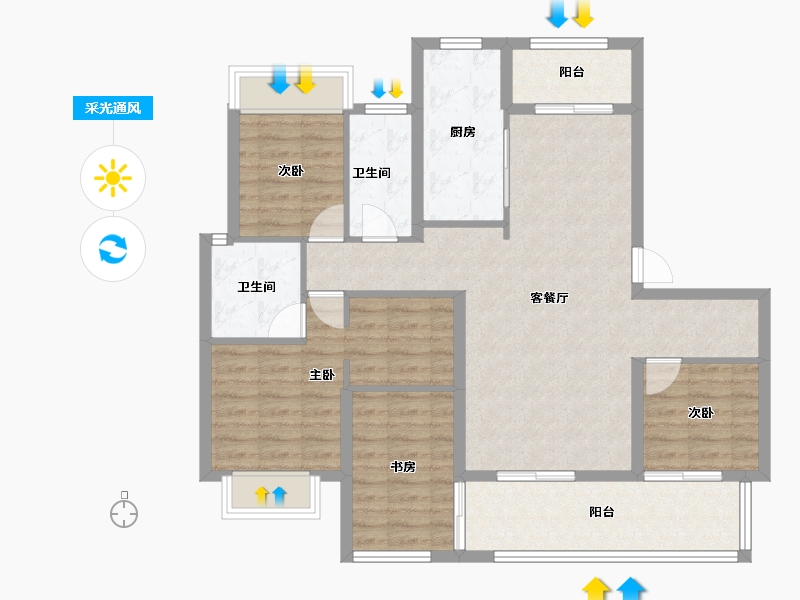 广西壮族自治区-南宁市-荣和澜山府-101.68-户型库-采光通风