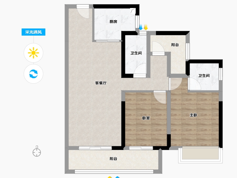 广东省-佛山市-中建顺控云熙悦城-73.65-户型库-采光通风