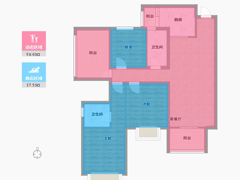 广西壮族自治区-南宁市-荣和城市之门-85.60-户型库-动静分区