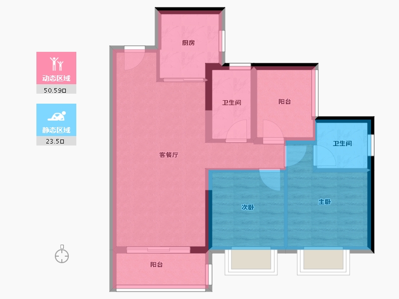 广东省-珠海市-碧桂园·华发海湾壹号-65.37-户型库-动静分区