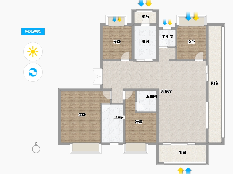 广西壮族自治区-南宁市-阳光城江山璟原-152.00-户型库-采光通风