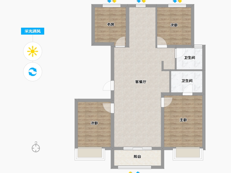 黑龙江省-哈尔滨市-保利·明明时光-91.67-户型库-采光通风