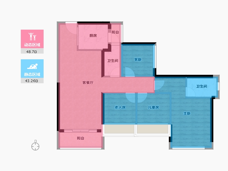 广东省-佛山市-龙光玖龙臺-81.79-户型库-动静分区