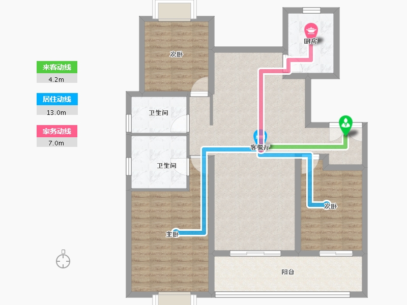 江苏省-南京市-星叶瑜憬尚府-104.80-户型库-动静线