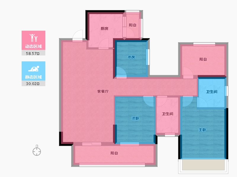 广西壮族自治区-南宁市-融创九熙府·熙园-77.39-户型库-动静分区