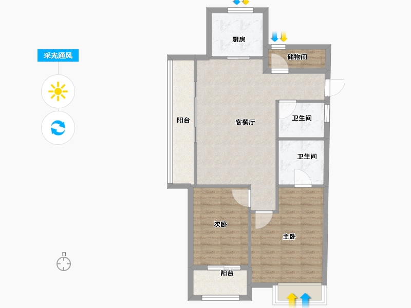 浙江省-杭州市-杭房悦东方-79.20-户型库-采光通风