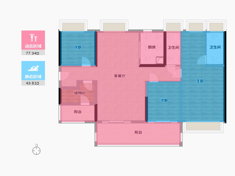 广东省-惠州市-碧桂园滨江府-118.00-户型库-动静分区