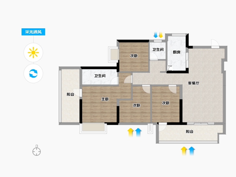 广西壮族自治区-南宁市-东方尊府-109.90-户型库-采光通风