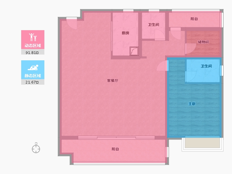 安徽省-合肥市-城建琥珀晴川里-102.42-户型库-动静分区