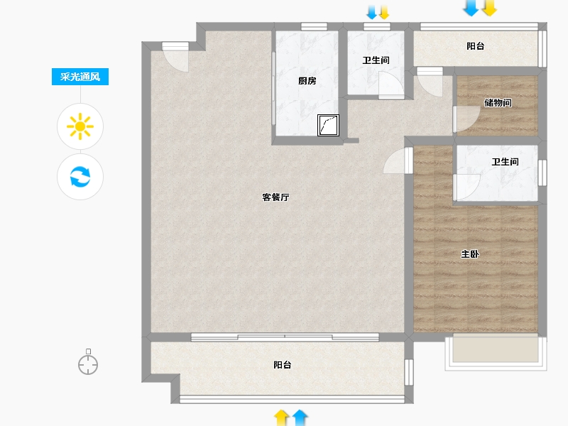 安徽省-合肥市-城建琥珀晴川里-102.42-户型库-采光通风