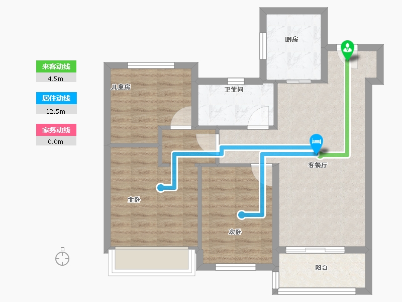 江苏省-苏州市-新城嘉樾时代花园​-69.60-户型库-动静线