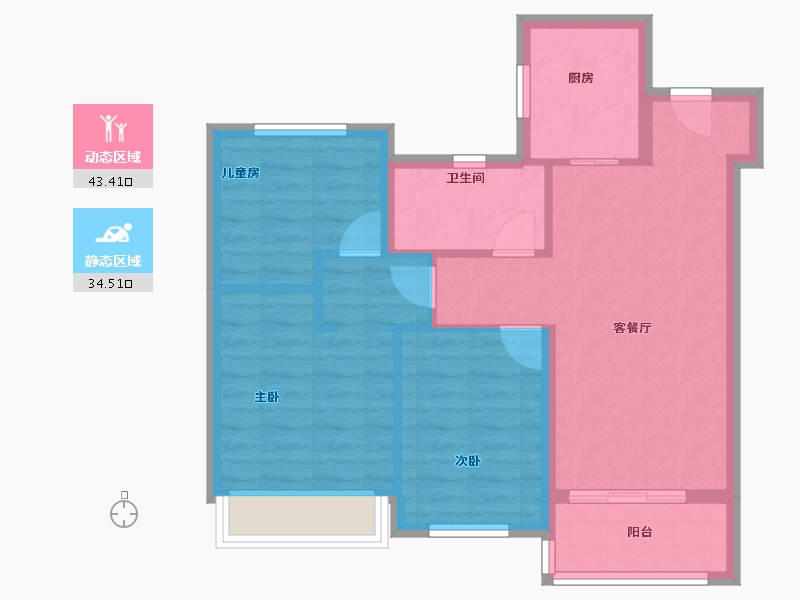 江苏省-苏州市-新城嘉樾时代花园​-69.60-户型库-动静分区