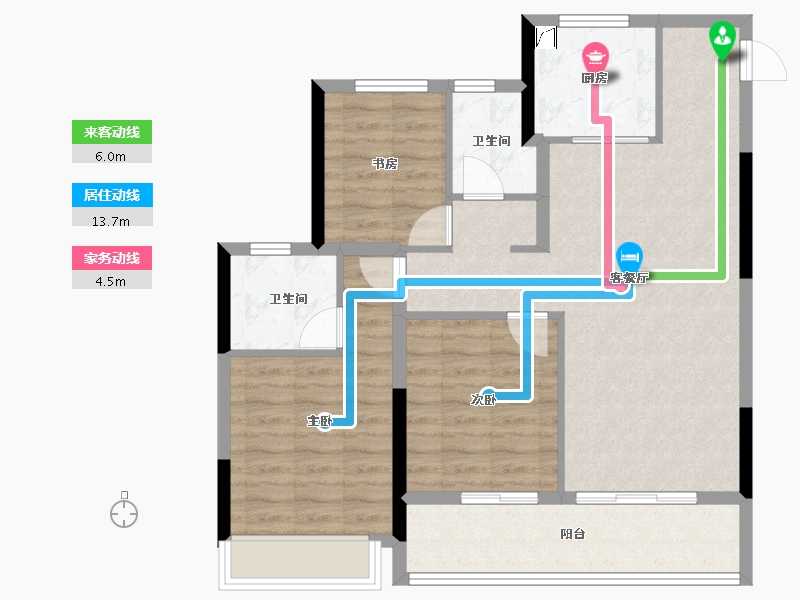 浙江省-杭州市-大家坤和美筑-87.19-户型库-动静线