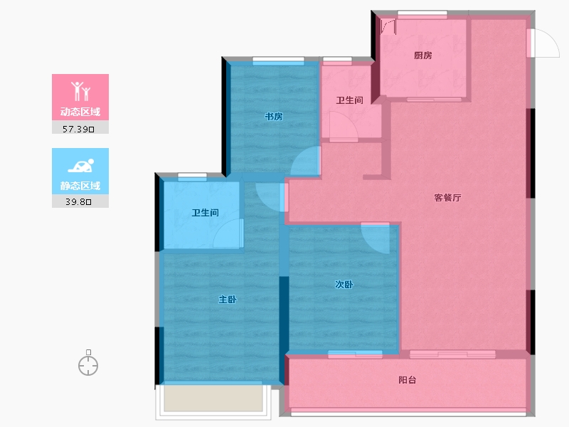 浙江省-杭州市-大家坤和美筑-87.19-户型库-动静分区