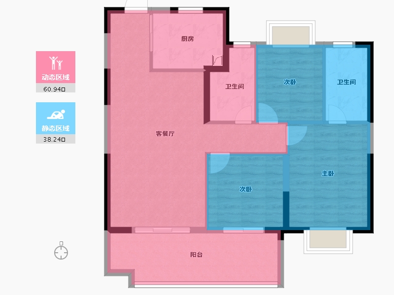 江西省-南昌市-红城投禧悦·雅云-89.60-户型库-动静分区