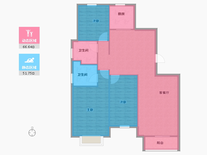 天津-天津市-招商果岭-108.86-户型库-动静分区