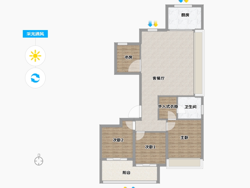 浙江省-杭州市-杭房悦东方-111.20-户型库-采光通风