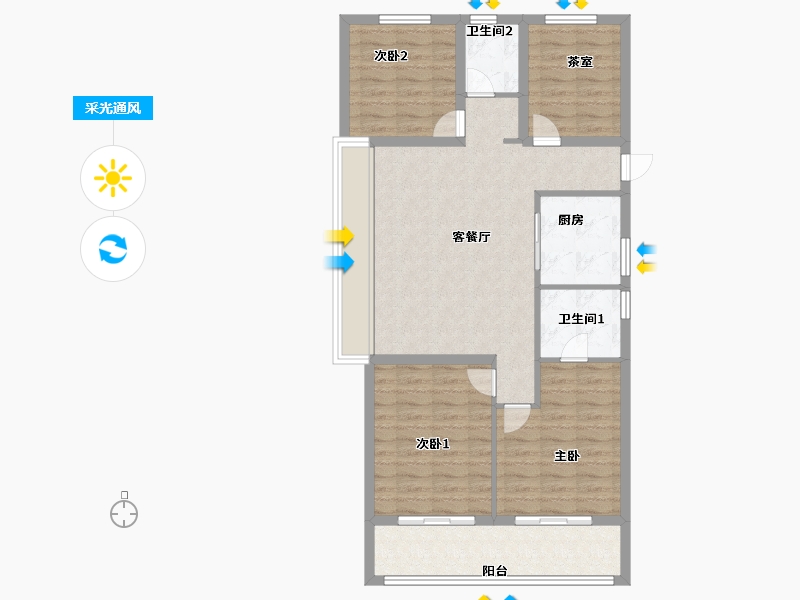 浙江省-杭州市-樾臻府-92.76-户型库-采光通风