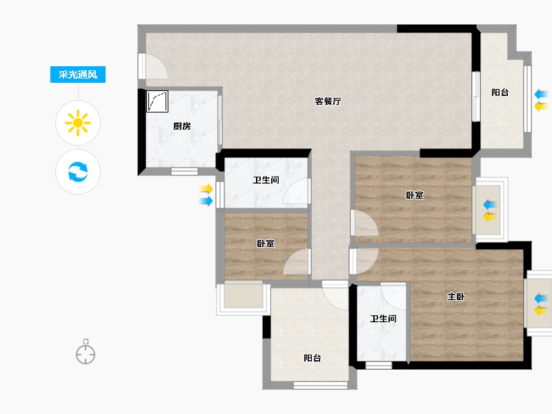 广东省-佛山市-海伦堡玖悦澜湾-88.00-户型库-采光通风